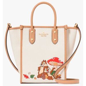 S Kate Spade Disney Chip N Dale Mini Tote Bag Ivory Leather Purse KL749 NWT $349